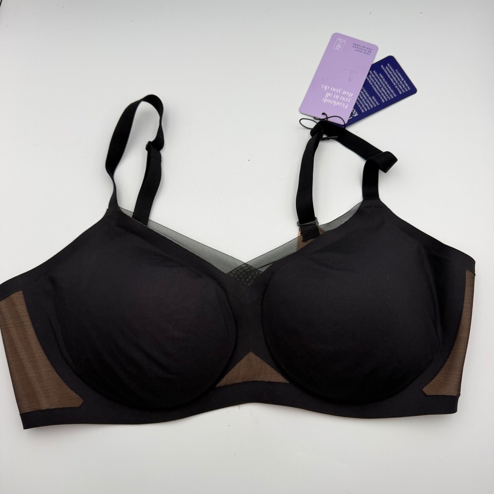 Honeylove Crossover Bra Black Sand Wireless Mesh Support XL 38D 38DD LWBR0302V3